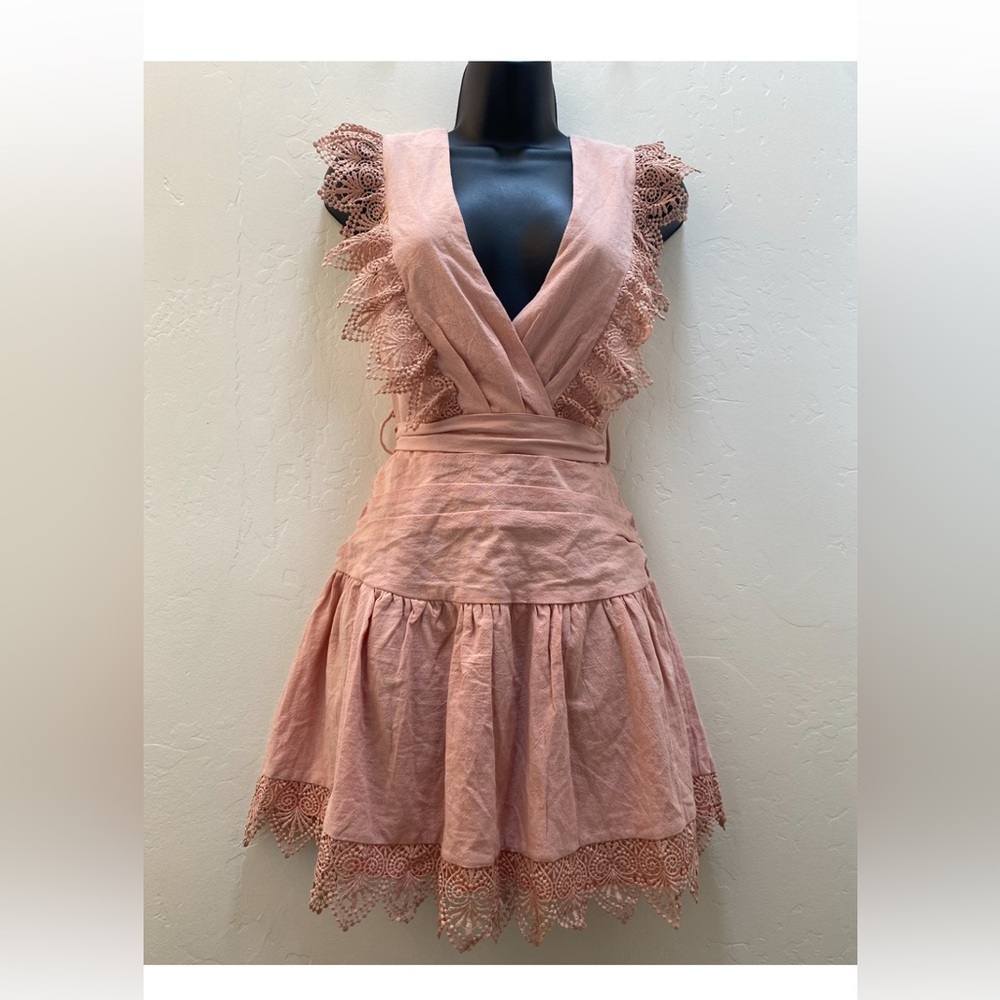 Selfie Leslie Pink Pleated Tie Waist Mini Dress
